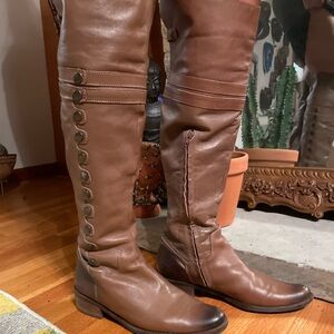 Stylish Tan Over the Knee Boots